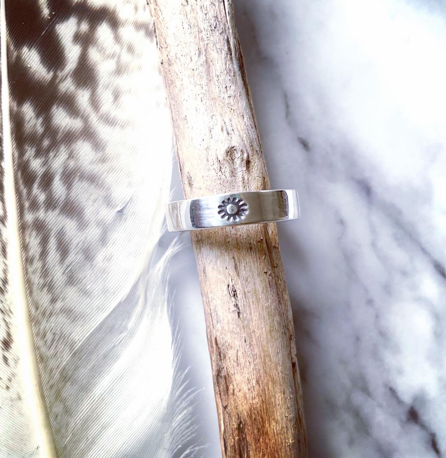 Image of Celestial Sterling Silver Wedding Rings. Crescent Moon & Sun Rings - Oxidised