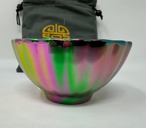 Image of  Rainbow Porcelain Teacup Bowl Golden Lotus Center - Free Shipping 