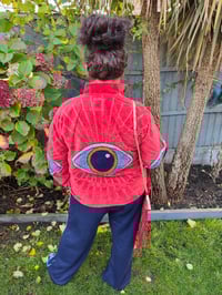 Image 2 of Wanderlust - Velvet evil eye protection jacket - Coral 6- 14 uk