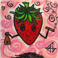 Strawberry Smoking a Blunt