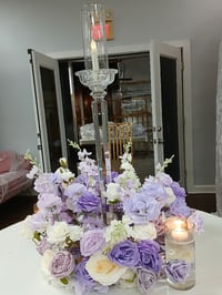 Image 6 of 28″ Tall Crystal Glass Wedding Candelabra Flower Rack Plymouth Pedestals Centerpiece Stand 