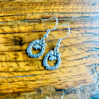 Image 2 of Set of 5 Christmas wreath silver plated earrings 