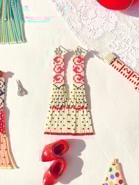 Image 1 of Tango dress Fuchsia & cream Midi