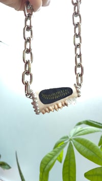 Image 2 of Sheep jaw with fern inlay statement necklace