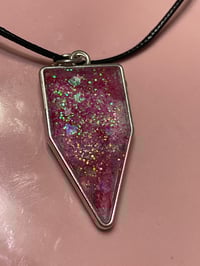 Image 2 of Fuchsia Glitter Pennant Necklace