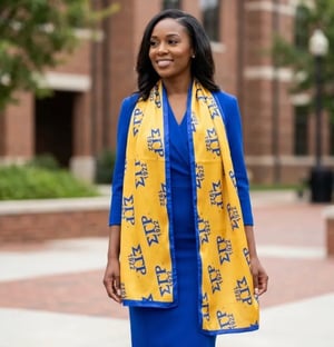 Image of Long Blue and Yellow 1922 Rectangle Scarf