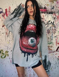 Image 3 of “HUNGRY EYE’ HAND PAINTED LONG SLEEVE T-SHIRT XL