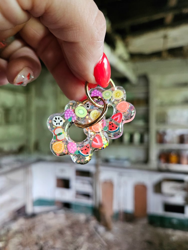 Image of Fruity Flower Hoops **SILVER**