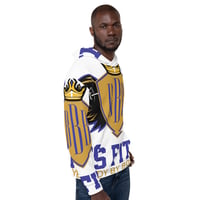 Image 4 of BOSSFITTED White Blue and Gold AOP Men’s  Hoodie