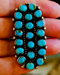 Image 2 of Vintage large snake eye turquoise ring 