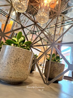 Image of Nathan Corner Drinks Cabinet unit with light in grey - with geometric styled mirrors