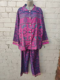 Image 2 of S/m Sari PJs and matching dust bag with tassles purple