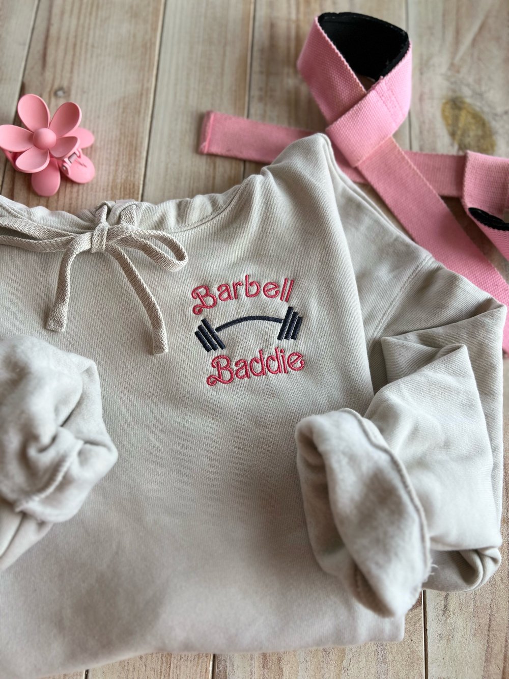 Image of Barbell baddie cropped hoodie 