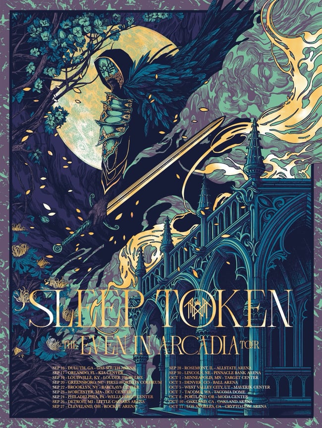 SLEEP TOKEN  Gold Foil Even in Arcadia 2025 Tour Poster