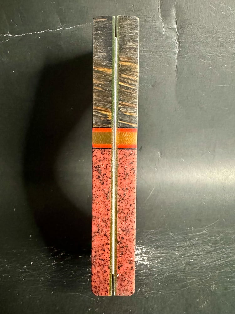 Image of Crosscut Zebrawood & Red GLOW Grip-Tec Segmented Knife Scales