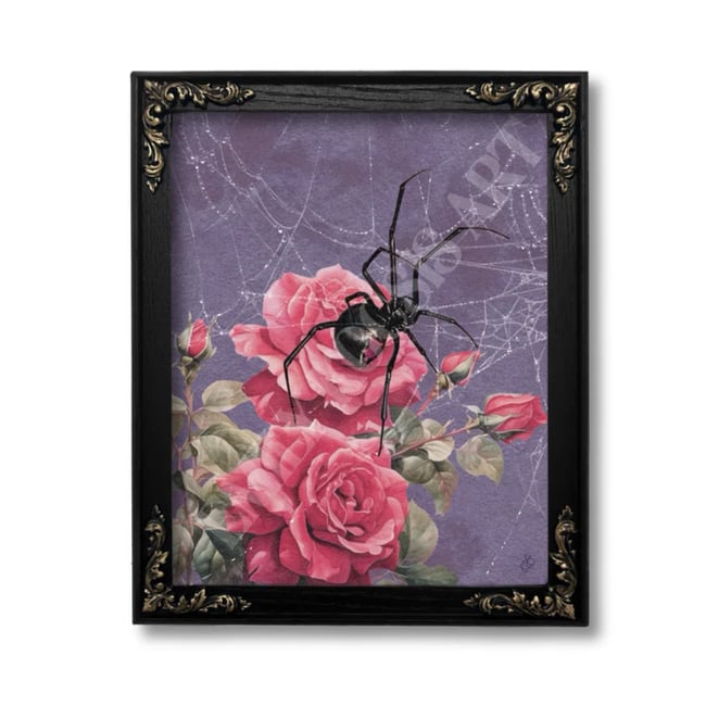 Retro Art Print // 'Petals & Poison' Black Widow Print