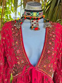 Image 10 of Sienna Glitter wrap dress - red