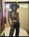 early 70s pointelle knit stripe tee