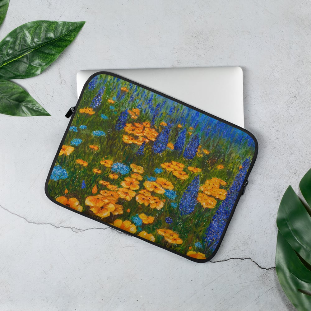 Image of Enchanted Meadow Blue Laptop Sleeve