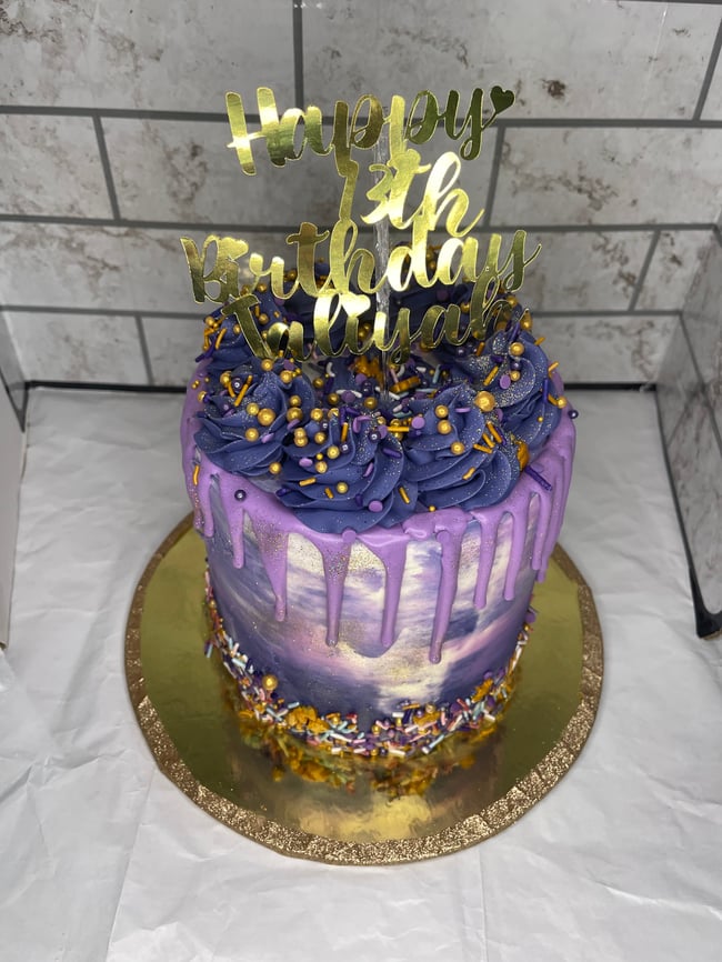 Purple Marble Drip Cake