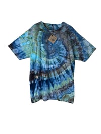 Image 2 of L Adult 100% Combed Cotton T-Shirt in Cool Spiral Ice Dye 