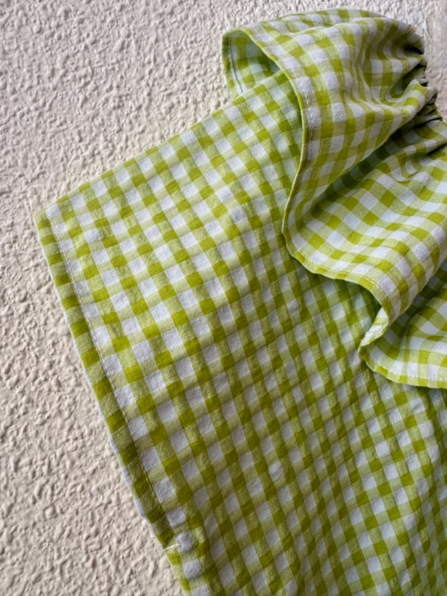 LIME VICHY SEERSUCKER HUIPIL WITH RUFFLE