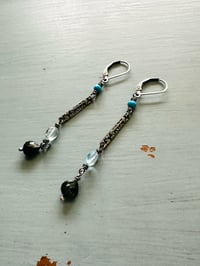 Image 2 of Tibetan turquoise and topaz dangle earrings