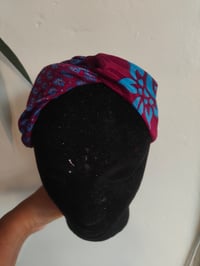 Image 1 of Turban Head Band- recycled sari fabric Blue Purple