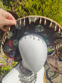 Image 5 of Dolly cowboy hat - recycled sari fabric RED