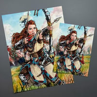 Image 2 of "The Huntress" Aloy Signed Watercolor Print