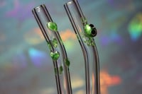 Image 13 of Borosilicate Glass Straws with Metallic Green Limited Edition Color