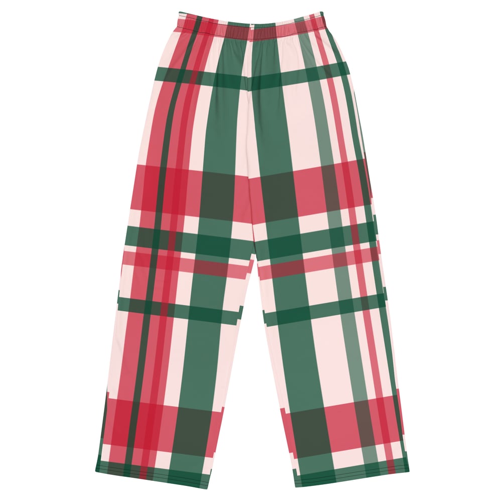 Image of All-over print unisex wide-leg Christmas Plaid pants