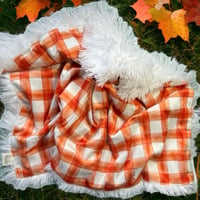 Image 1 of Orange Plaid Infant Car Sear Blanket 17”x 27”