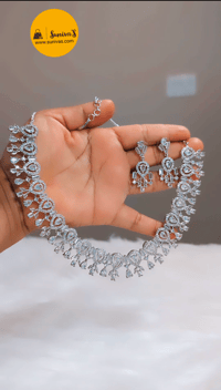 Bella White-Stunning AD Necklace Set with Earrings