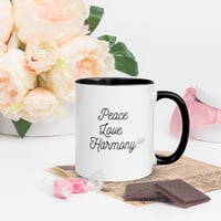 Image 1 of Mug with Color Inside Peace Love Harmony