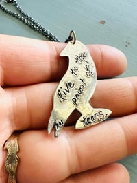 Image 2 of sterling silver Camus quote raven pendant