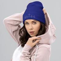 Image 8 of Cuffed Beanie (heart beat cross)