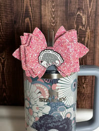 Image 5 of Blue Dream Flower Tumbler Straw Topper Bow