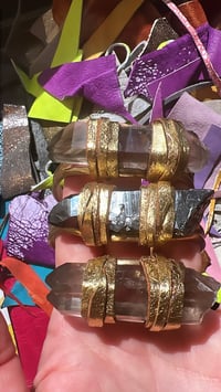 Image 4 of METALLIC SILVER AURA QUARTZ cuff bracelet