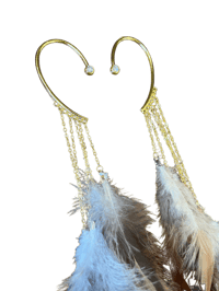 Image 3 of Baddie Plumes Ear Cuff Earrings 