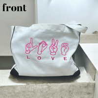 Image 2 of ASL Love Tote Bag / custom color embroidered