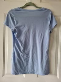 Image 3 of Size L Light Blue Block Printed T-Shirt