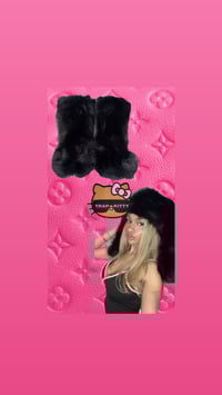 Image 1 of Smooth Black Faux Imitation Fur Y2K Yeti Baddie Snow Boots + Matching Bunny Hat