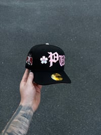 Image 1 of BLACK PINK BRIM PHILADELPHIA PHILLIES “PURIFY” CUSTOM FITTED CAP