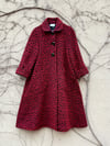 THE COAT IN RED AND NAVY ANIMAL PRINT WOOL