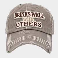Image 2 of Drinks Well With Others Distressed Baseball Cap