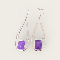 Earrings - silver, purple
