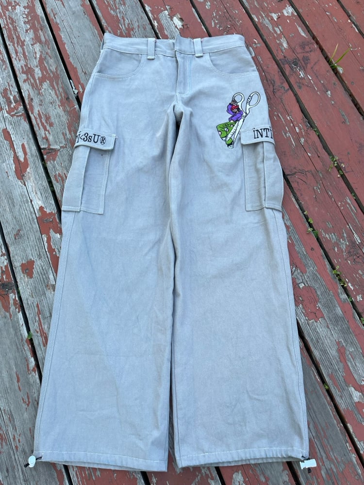 Image of grey denim signature jeans