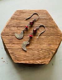 Image 1 of garnet and ruby crescent moon earrings