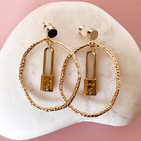Image 1 of Organic Oval and Lock One of a Kind Earrings